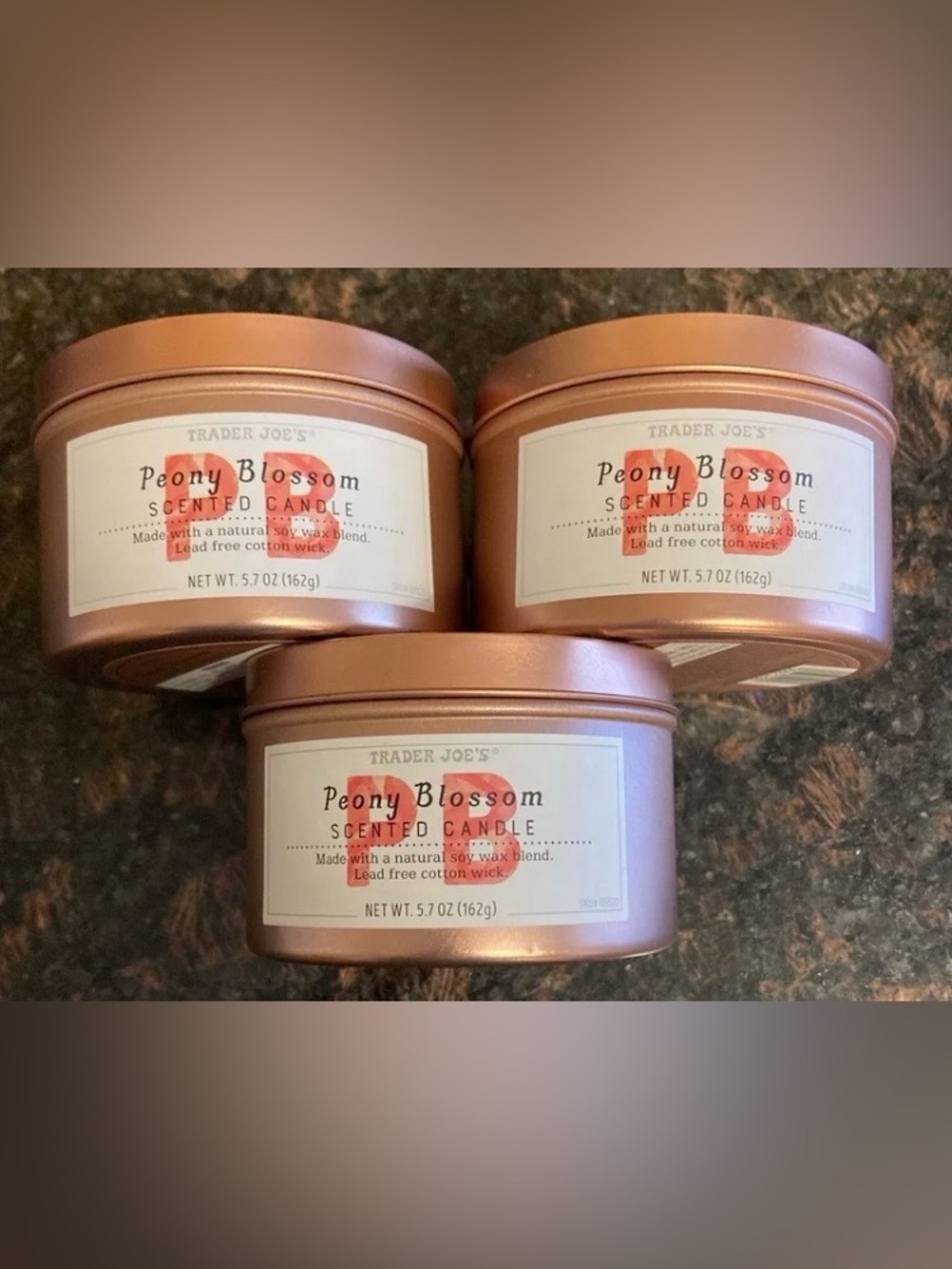 Trader Joe's Bundle of 3 Candles Limited Edition - Peony Blossom